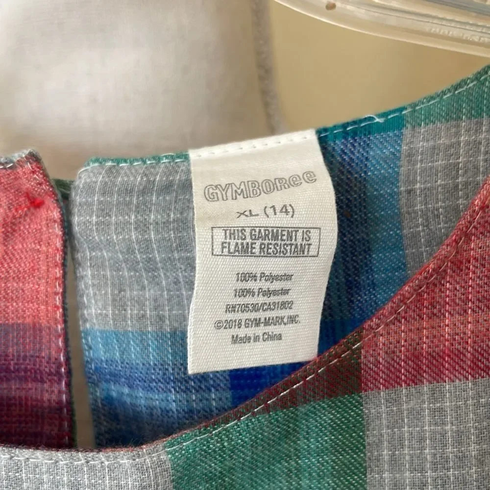 Gymboree Girls Plaid Flannel Nightgown Holiday Christmas Sz XL 14